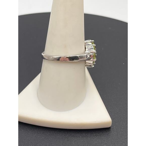 Sterling Silver 925 Nine Oval Prong Set Lt Green Peridot Cluster Ring Sz 9.5 - Picture 4 of 7